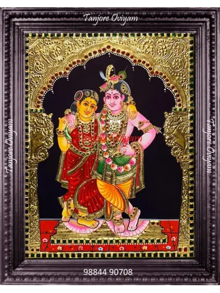 Couple tanjore painting of Radha Krishna